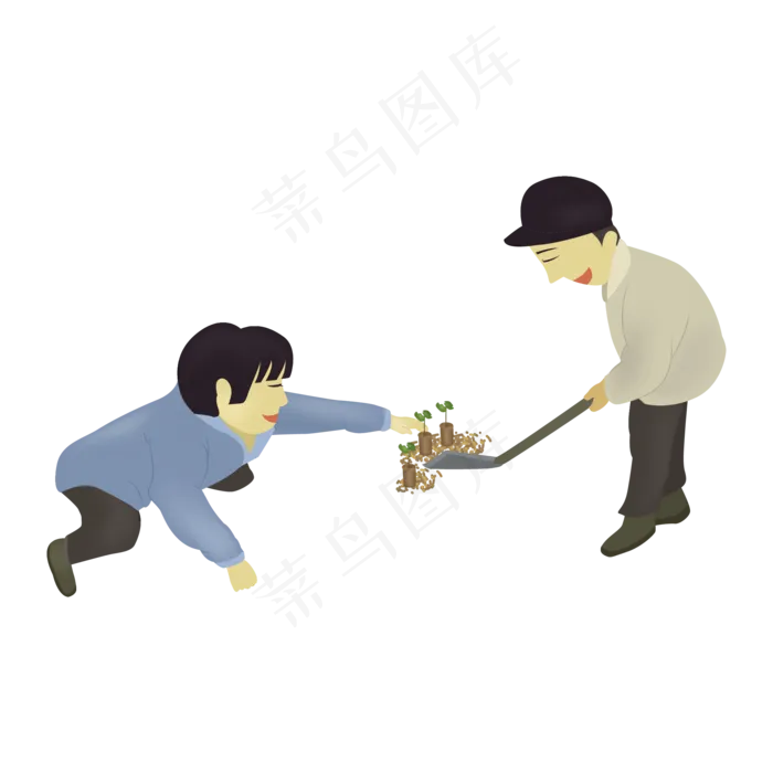 卡通手绘芒种农民摘棉花