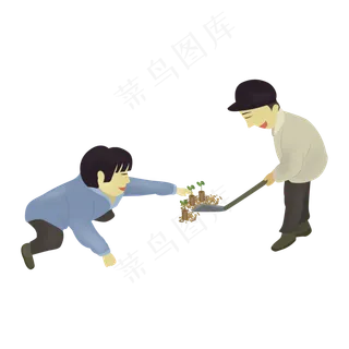 卡通手绘芒种农民摘棉花