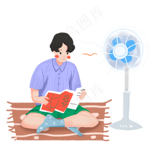 处暑在家男孩看书乘凉素材