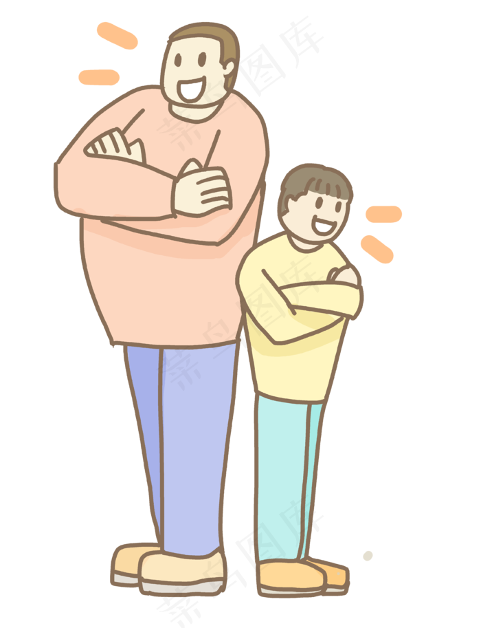 父亲节父子背靠背站立