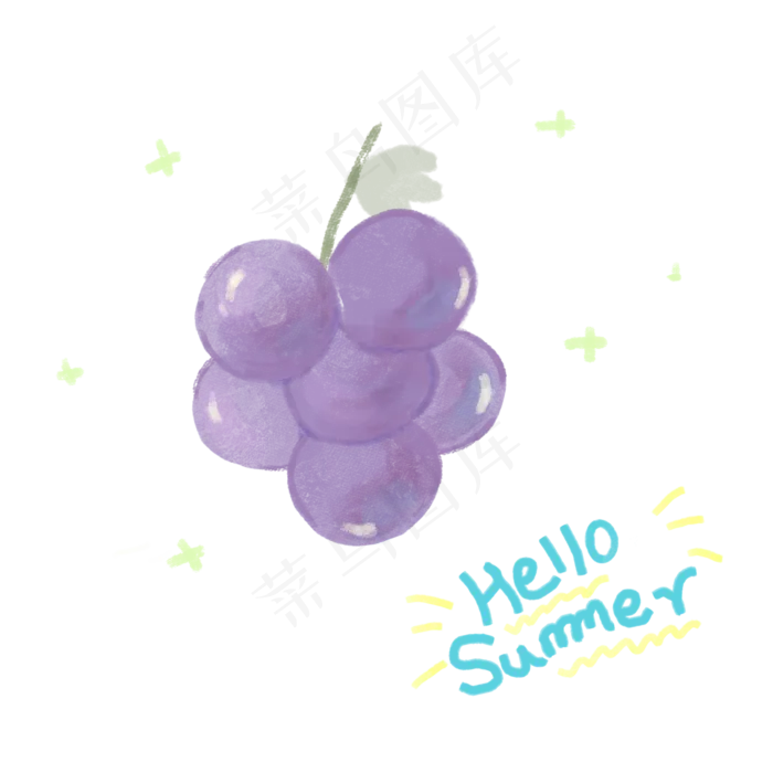 夏天葡萄手绘元素你好夏天(2000X2000(DPI:300))psd模版下载
