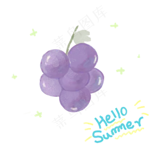 夏天葡萄手绘元素你好夏天