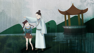 谷雨清明节雨中风景人物二十四节气山水雨季