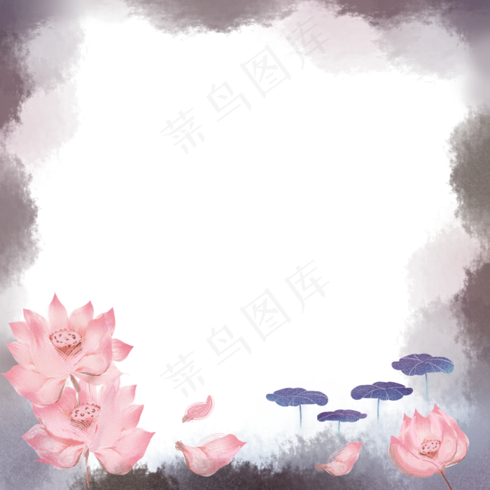 荷花边框(3000X3000(DPI:299))psd模版下载