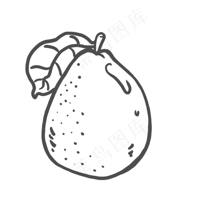 手绘卡通黑白线条梨PNG(2000X2000(DPI:300))psd模版下载