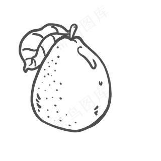 手绘卡通黑白线条梨PNG