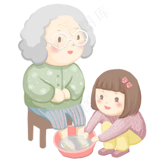 感恩节孝顺长辈之奶奶我给您洗脚,免抠元素