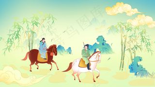 古代骑马古风男人物