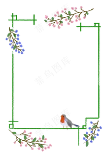 春夏季节花鸟边框PNG,免抠元素