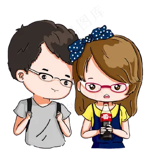 情人节手绘可爱小情侣