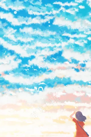 看天空小清新云朵鸟儿治愈系