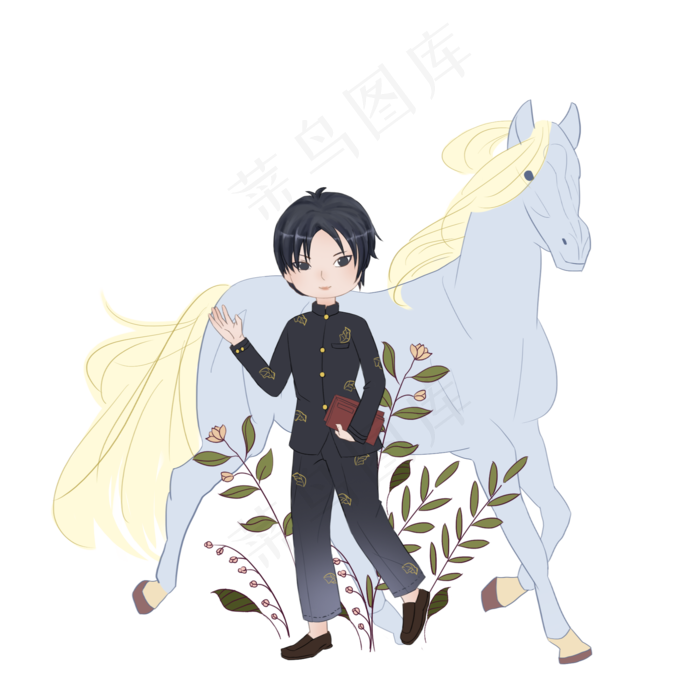 春分骑马的小男孩,免抠元素