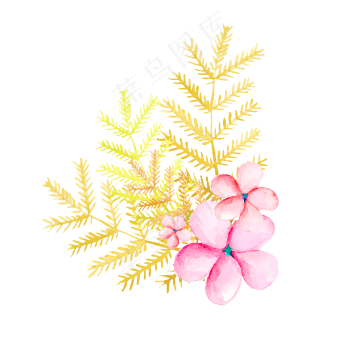 手绘免扣花朵树叶