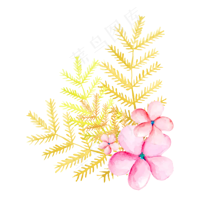 手绘免扣花朵树叶(2000X2000(DPI:300))psd模版下载