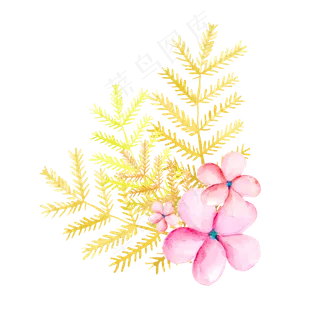 手绘免扣花朵树叶