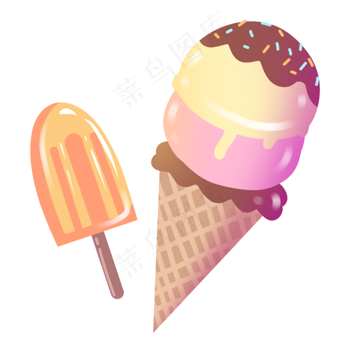 诱人的零食冰激凌插画
