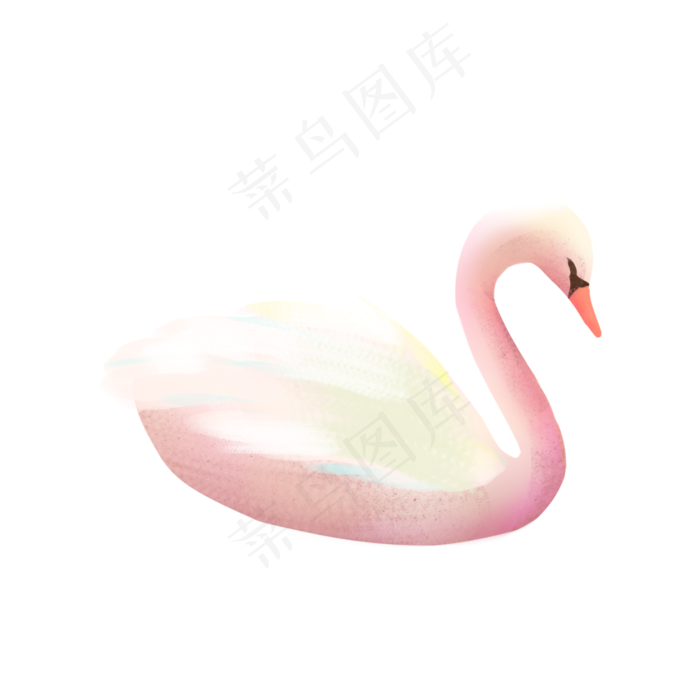 梦幻动物粉色天鹅,免抠元素