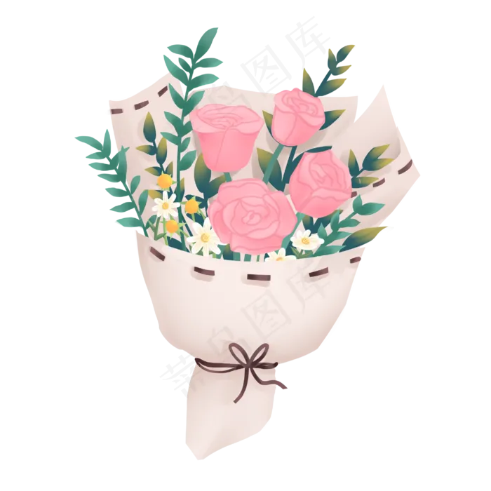 清新唯美浪漫七夕情人节玫瑰花束(3000X3000(DPI:149))psd模版下载