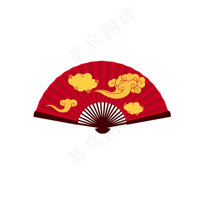 手绘春节年货云纹扇子,免抠元素(2000*2000px 300 dpi )psd模版下载