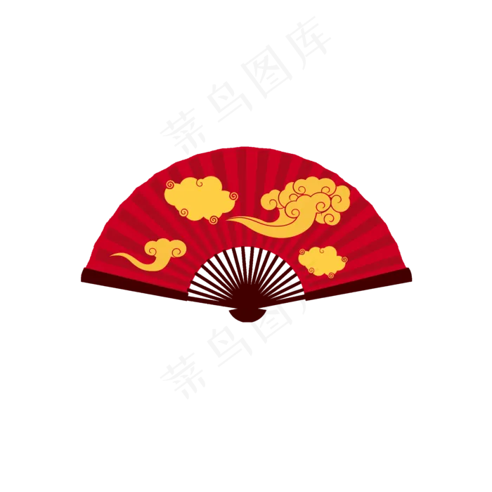 手绘春节年货云纹扇子,免抠元素(2000*2000px 300 dpi )psd模版下载