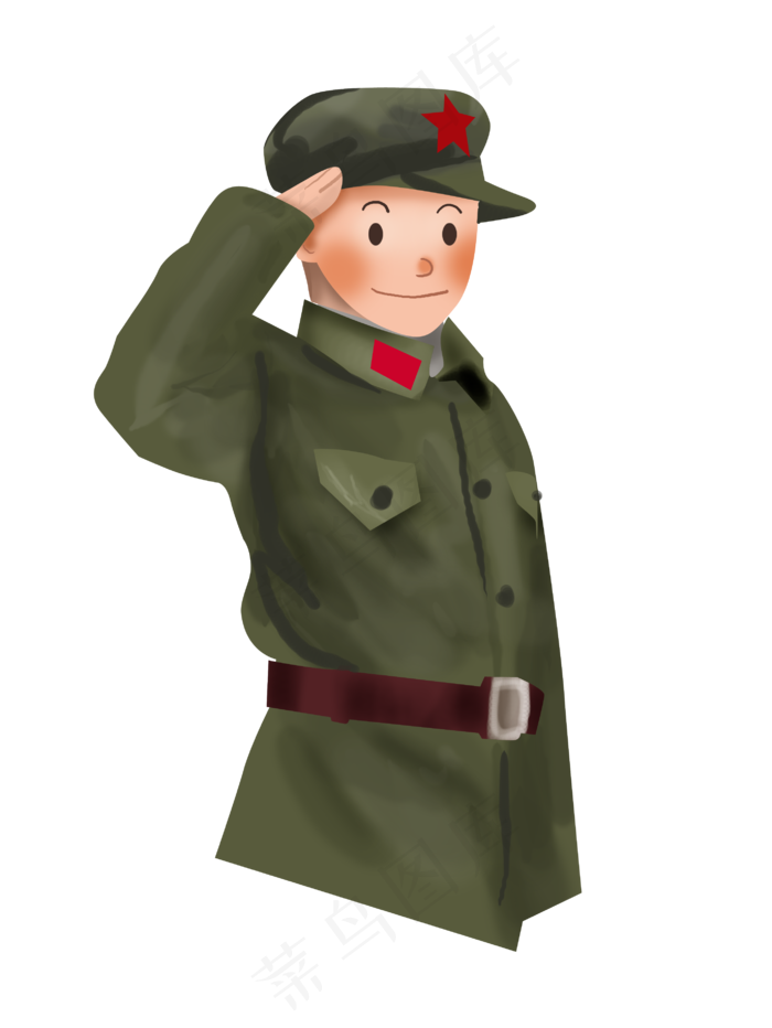 红色教育手绘儿童兵(2826X3763(DPI:300))psd模版下载