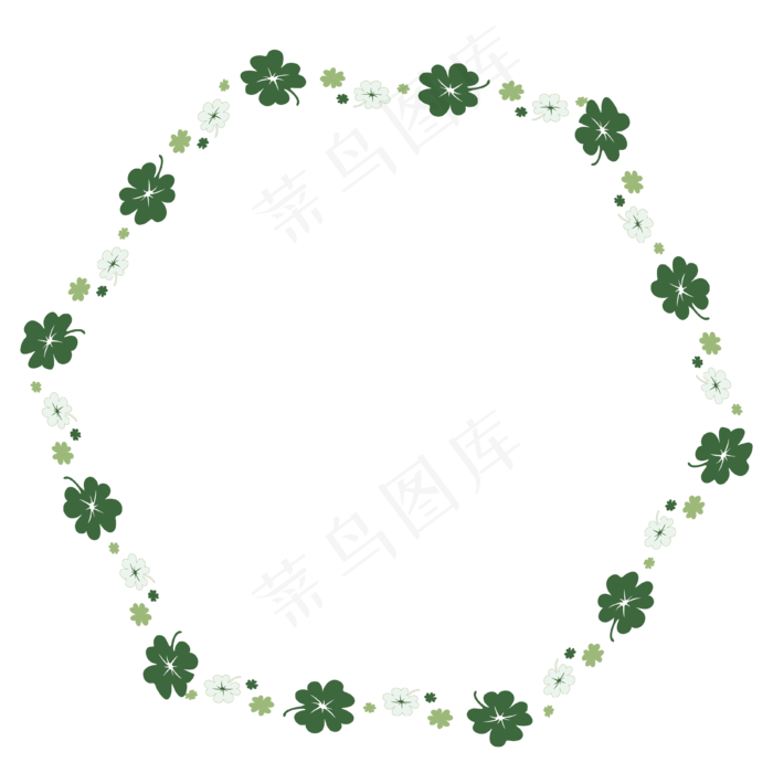矢量卡通扁平化四叶草植物边框(900X900)eps,ai矢量模版下载