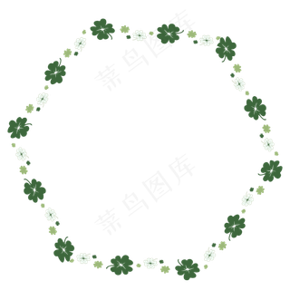 矢量卡通扁平化四叶草植物边框