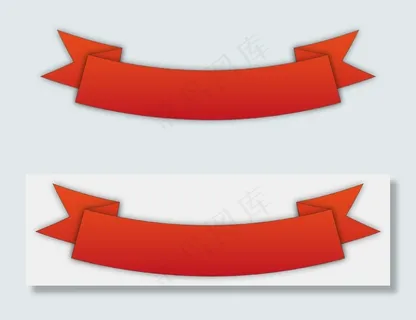 红色丝带横幅,免抠元素