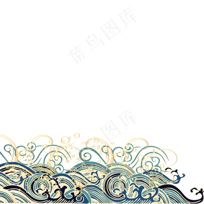 国潮云纹海浪,免抠元素(2000*2000px 300 dpi )ai矢量模版下载