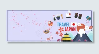 蓝色文艺樱花*庆旅行淘宝banner