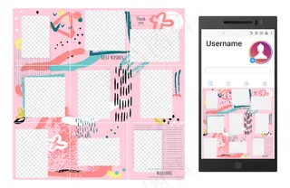 灵感来源于模板grunge社交媒体拼图模板