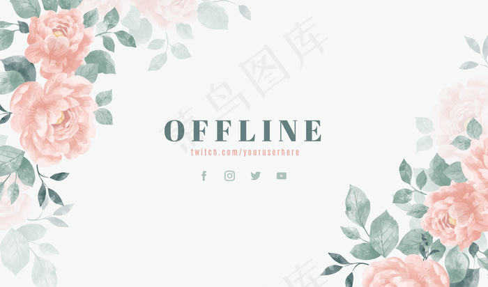 水彩风格花卉离线横幅banner设计