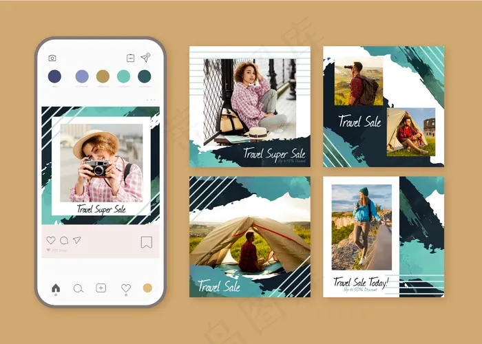旅游销售模板集eps,ai矢量模版下载