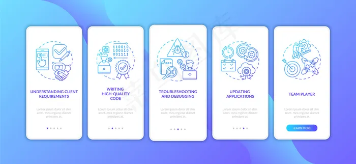 应用程序app开发人员的技能与概念登上手机app移动应用程序页面屏幕。eps,ai矢量模版下载