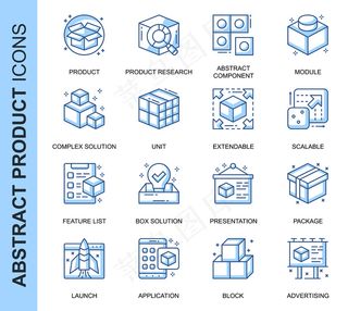 细线抽象产品相关图标集