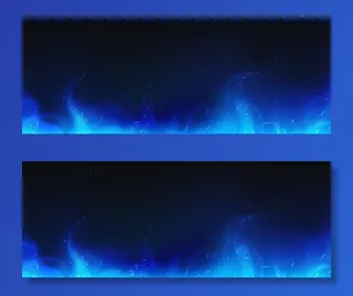 逼真的蓝色火焰或烟雾边界，燃烧的火焰闪烁，篝火火焰发光效果，闪耀的魔法火炬或烟舌框架设计