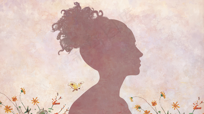 粉色绘画背景上的女人影子eps,ai矢量模版下载