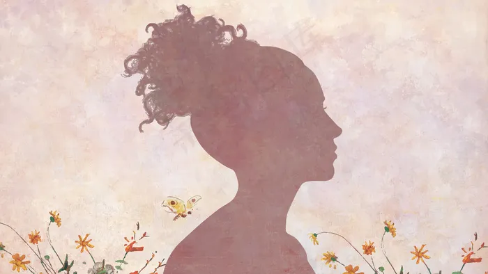 粉色绘画背景上的女人影子eps,ai矢量模版下载