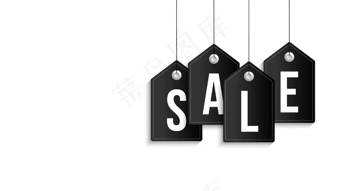 黑色星期五销售横幅banner。挂在白色背景上的黑色销售标签。eps,ai矢量模版下载