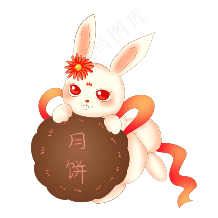 吃月饼玉兔兔子(2000X2000(DPI:299))psd模版下载