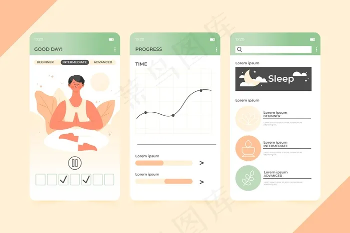 冥想应用模板eps,ai矢量模版下载