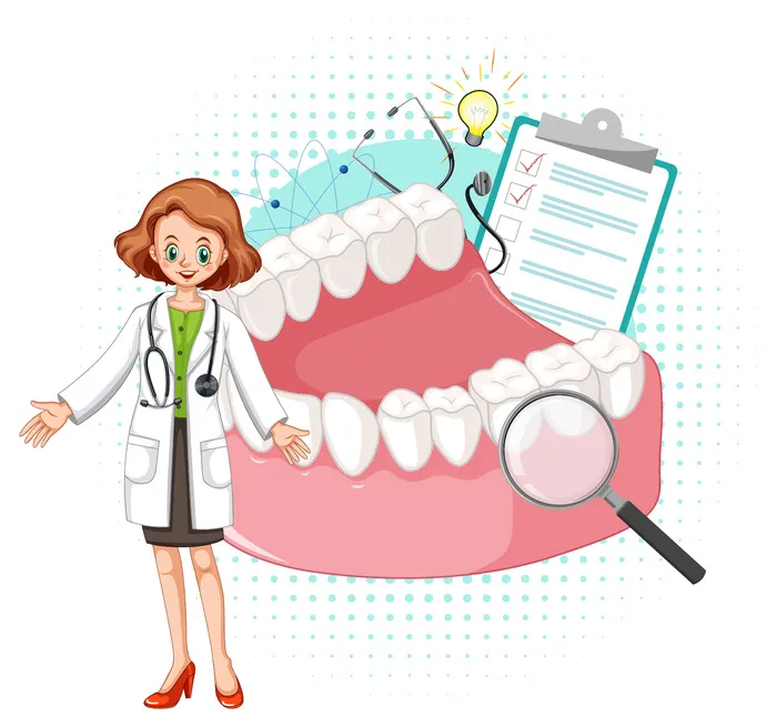 白色背景上的医生和牙齿模型样机eps,ai矢量模版下载