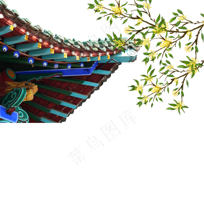 中秋中秋节桂花屋顶屋檐(2000X2000(DPI:300))psd模版下载
