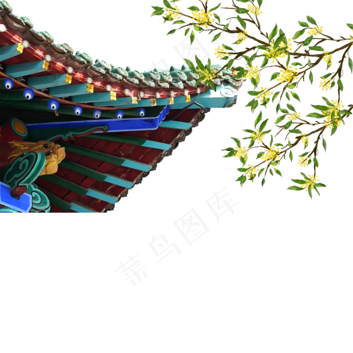 中秋中秋节桂花屋顶屋檐(2000X2000(DPI:300))psd模版下载