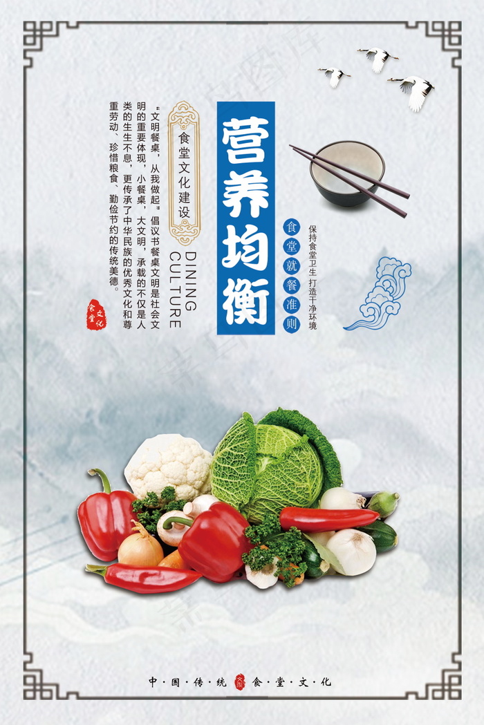 校园餐厅食堂挂画标语海报反对浪费节约粮食psd模版下载