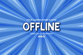 当前脱机横幅banner与漫画缩放背景向量模板