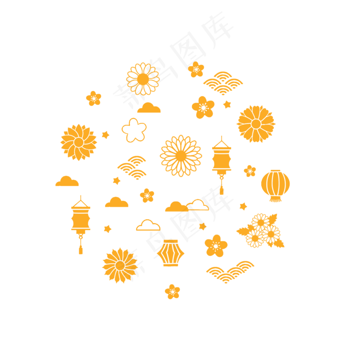 中秋月饼包装底纹元素