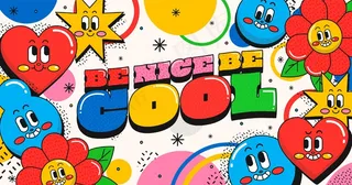 手绘平面设计时尚卡通背景