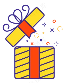 扁平化彩色礼盒图标
