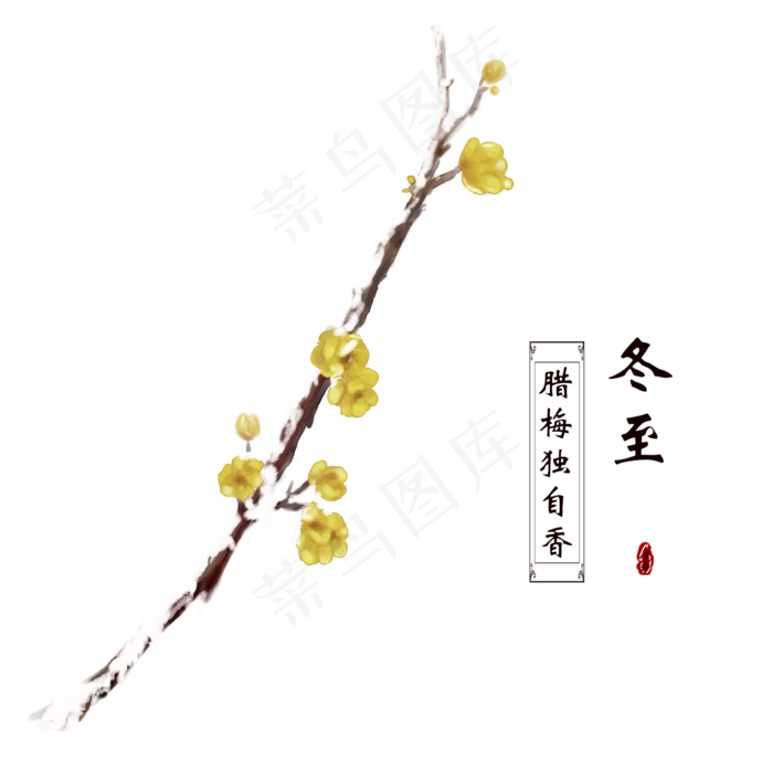 古风手绘冬至腊梅独自香免费下载(2000X2000(DPI:299))psd模版下载